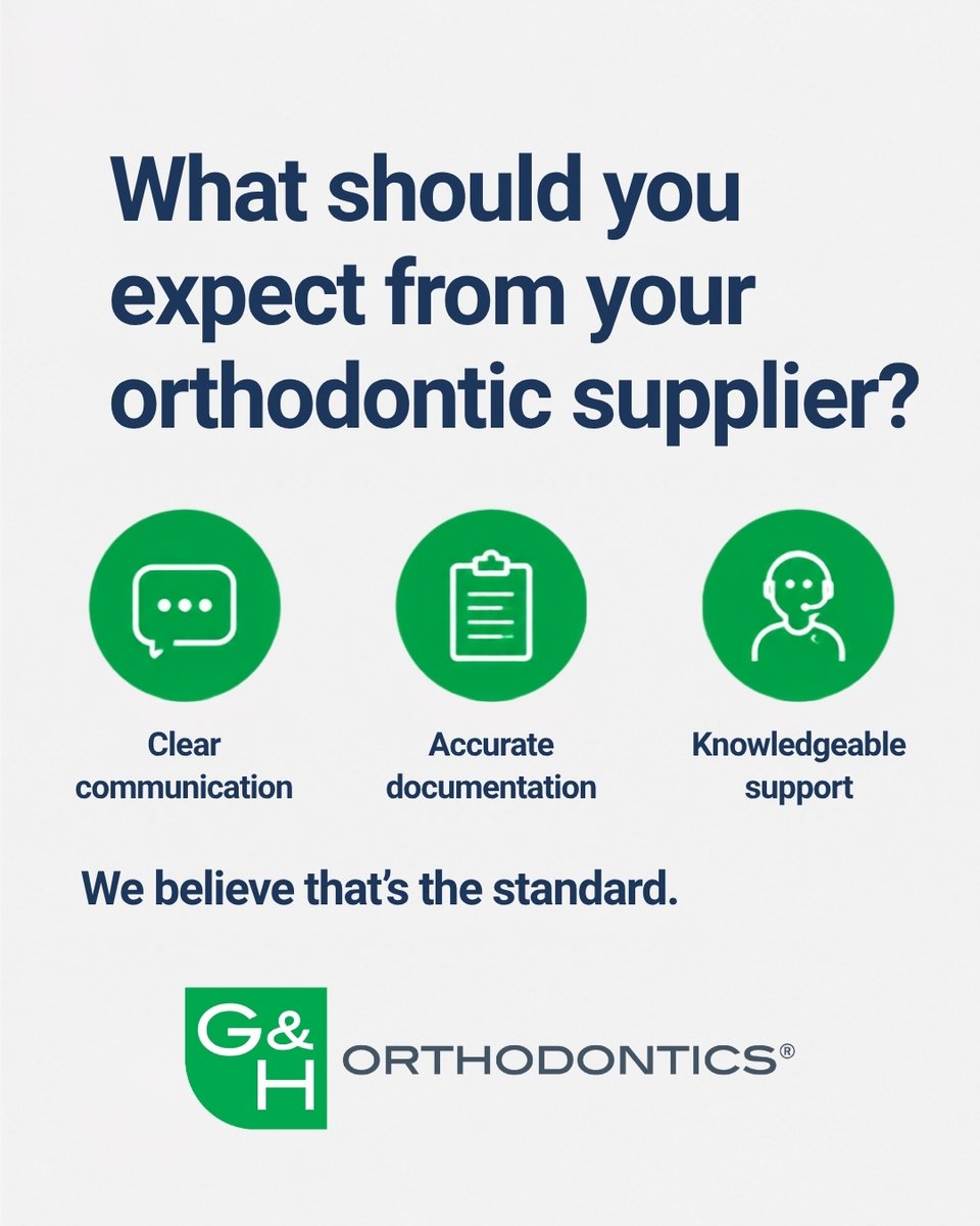 ghortho's tweet photo. G&amp;H understands that every supplier can add another portal, invoice, shipment, and contact to manage.

Sourcing more from one place can help simplify the work behind every order.

#GHOrthodontics #PracticeManagement https://t.co/WoGQJNlPml