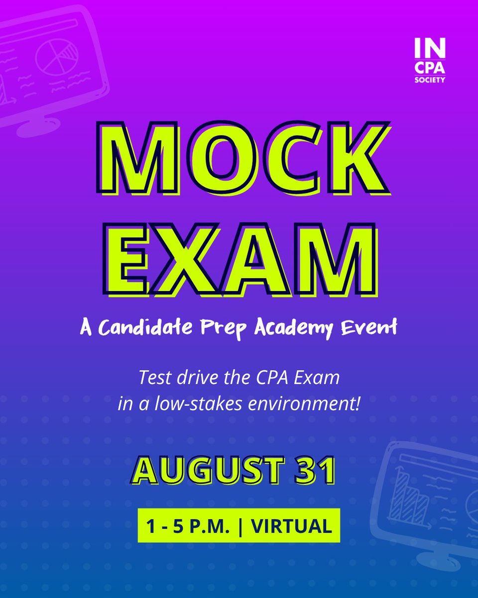 incpas's tweet photo. Ready for a practice run at the CPA Exam? We’re offering a FREE simulation of the Exam section you want to work on most!

📆 Monday, August 31
⏰ 1 – 5 p.m. EDT
🧑‍💻 Members and non-members welcome 
🔗 https://t.co/aHPSR8xqo3 https://t.co/7hoNZo3ZyV