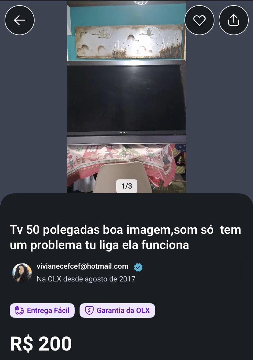 GuigaBandeira's tweet photo. Vou de rolê dar uma olhada no que tem de bom na OLX, o primeiro anúncio que me aparece: https://t.co/HFT1e7SBkD