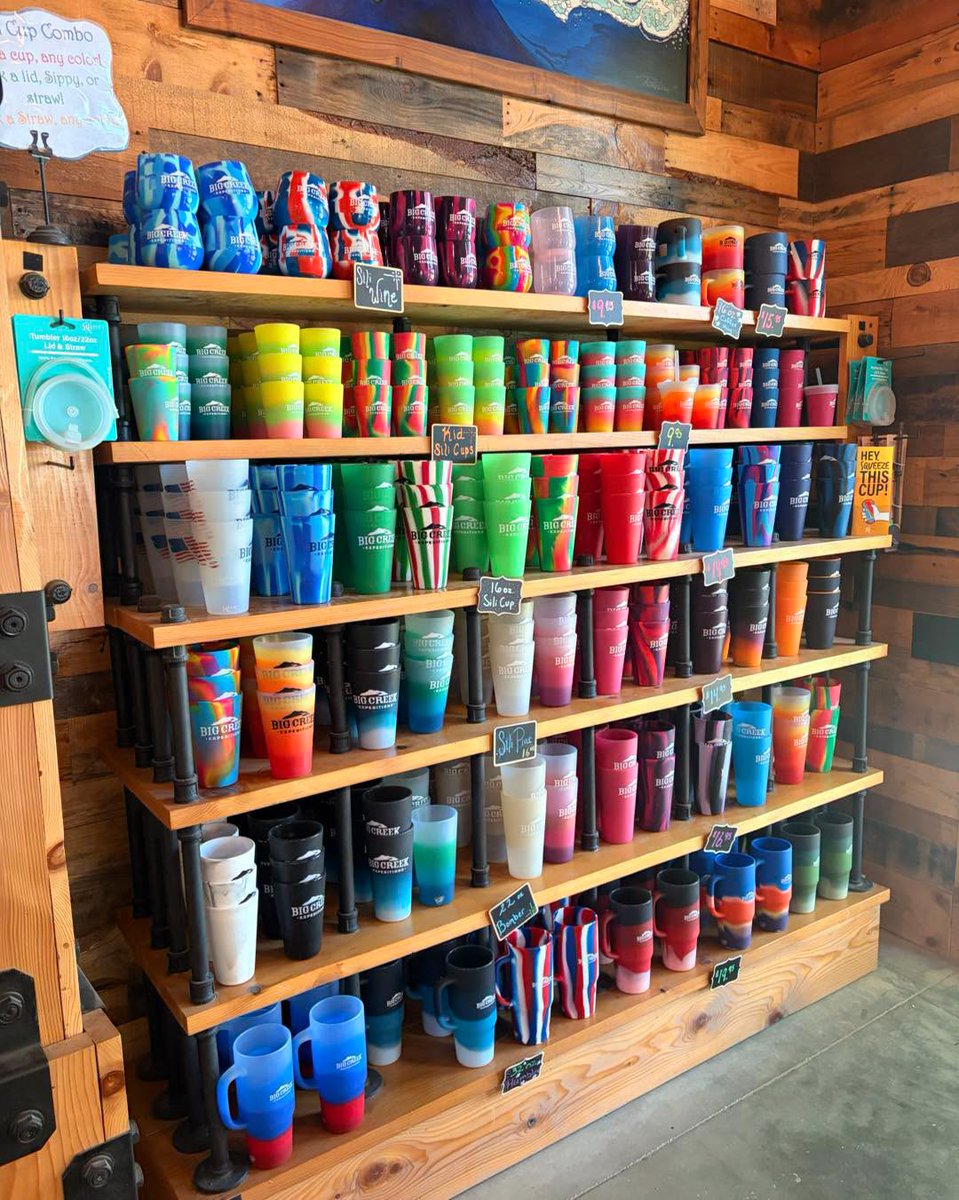 BigCreek's tweet photo. Do you love collecting cups from every destination?  Our most popular? The Sili Cup! With dozens of fun color combinations, plus lids and straws, you can find the perfect match for your next adventure. Stop in and add to your collection today! https://t.co/C23g5NQ1v7