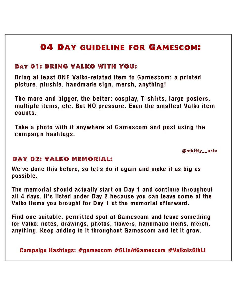 mkitty__artz's tweet photo. ‼️ ATTENTION GERMAN HUNTERS & EVERYONE ATTENDING GAMESCOM 2026! ‼️LaDS is attending Gamescom without addressing our situation. But this is our opportunity to turn it into our biggest in-person Valko demonstration yet. #gamescom
#6LIsAtGamescom
#ValkoIs6thLI https://t.co/cEDoDJHEYS