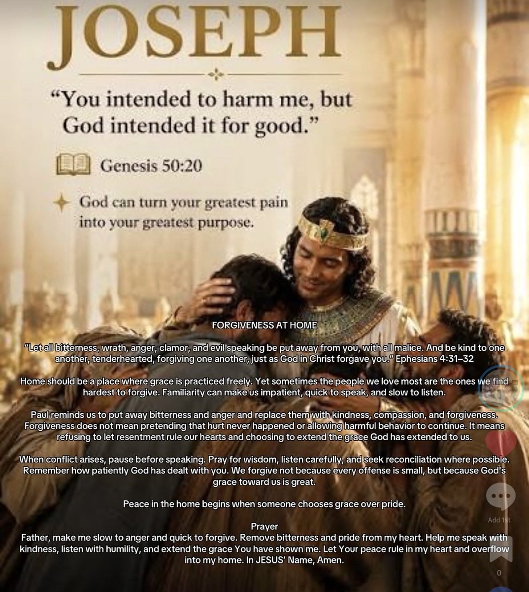 JesusSojourner's tweet photo. FORGIVENESS AT HOME

“Let all bitterness, wrath, anger, clamor, and evil speaking be put away from you, with all malice. And be kind to one another, tenderhearted, forgiving one another, just as God in Christ forgave you.” Ephesians 4:31–32

Home should be a place where grace... https://t.co/r8C70cdcVG