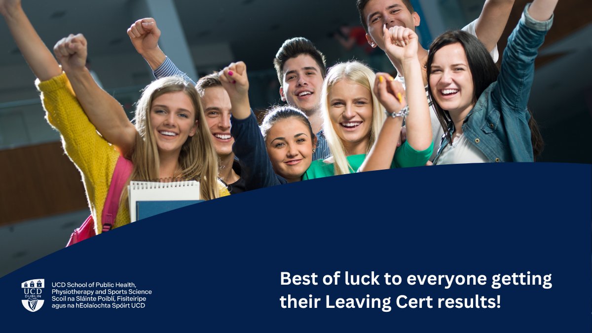 ucd_sphpss's tweet photo. Best of luck to everyone getting their Leaving Cert results today. We can't wait to meet those of you starting with us at the UCD School of Public Health, Physiotherapy and Sports Science very soon!
 
#leavingcert #resultsday

@ucddublin @myucd @caitrionacunn @KatePumpa @Sinead_Holden @UCD_HPG @Blake_Cath