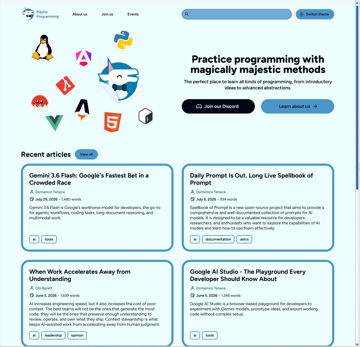 playful_program's tweet photo. Who says you can't have fun and improve A11Y at the same time?

We're working on themes!

This means that soon it will be easier to tweak your reading experience on Playful Programming regardless of your color preference or vision requirements.

High contrast 🤝 Fun colors https://t.co/1yYpUIQTHU