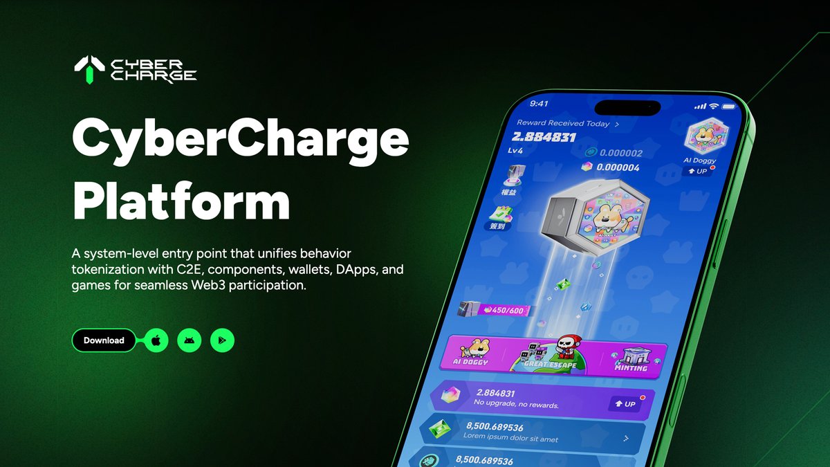 CyberSpace_Web3's tweet photo. CyberCharge Platform is here. ⚡

One platform connecting C2E, wallets, DApps, games, and Web3 experiences.

Charge. Connect. Earn. Explore.Welcome to the CyberCharge ecosystem. 🟢

#CyberCharge #Web3 #DePIN https://t.co/Hx7xazC6qd