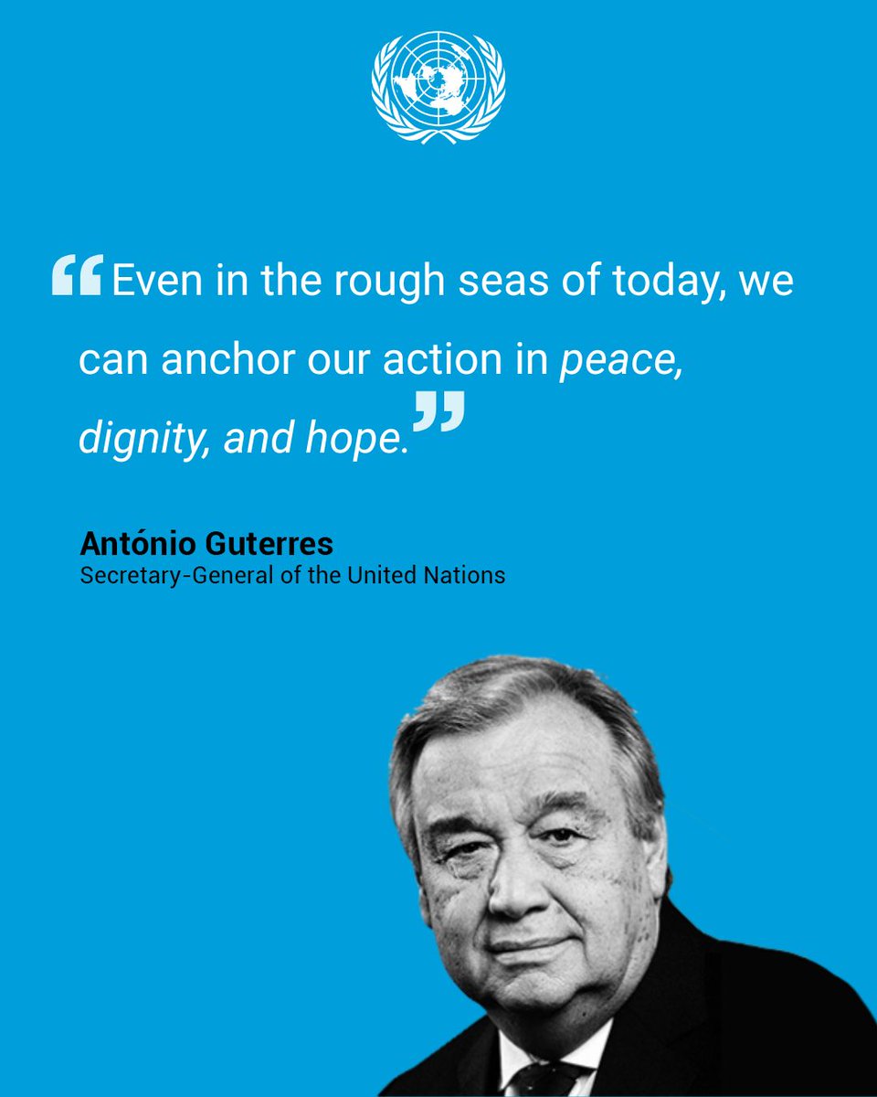 UNGeneva's tweet photo. Some Mondays, the world feels heavy. 🌊

Wars, climate crises, inequality — the challenges of our time are real.

But as @antonioguterres reminded at the start of 2026:
"Even in the rough seas of today, we can anchor our action in peace, dignity, and hope."

#MondayMotivation https://t.co/FqoaCzp7o6