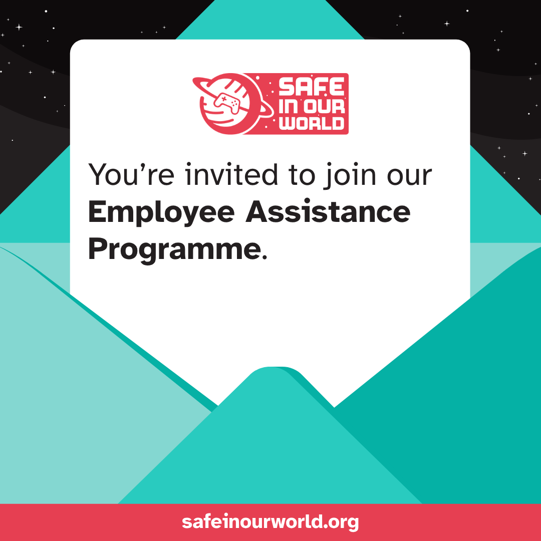 SafeInOurWorld's tweet photo. Our EAP offer is there to ensure everyone in the UK games industry can access affordable mental health support. 🔓 Through it, you can access 10 therapy sessions per issue per year - on the phone, online, or in-person. 💚

https://t.co/EbOUr4v9f3 https://t.co/EBhVydTGpI