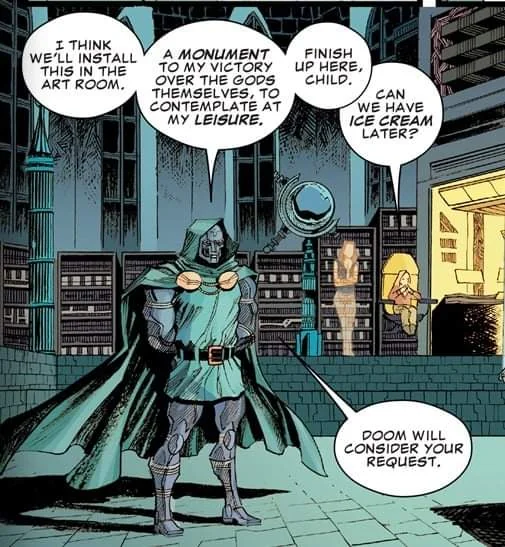 EmperorBigD's tweet photo. Victor Warner Von Doom: Greatest babysitter of all time.

Parents; learn from this man. https://t.co/Oiii9PfPHd