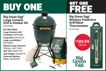 CoolAceDecatur's tweet photo. Free $190 Big Green Egg Predictive Wireless Thermometer with Big Green Egg package purchase! https://t.co/NlkXPSPSCo