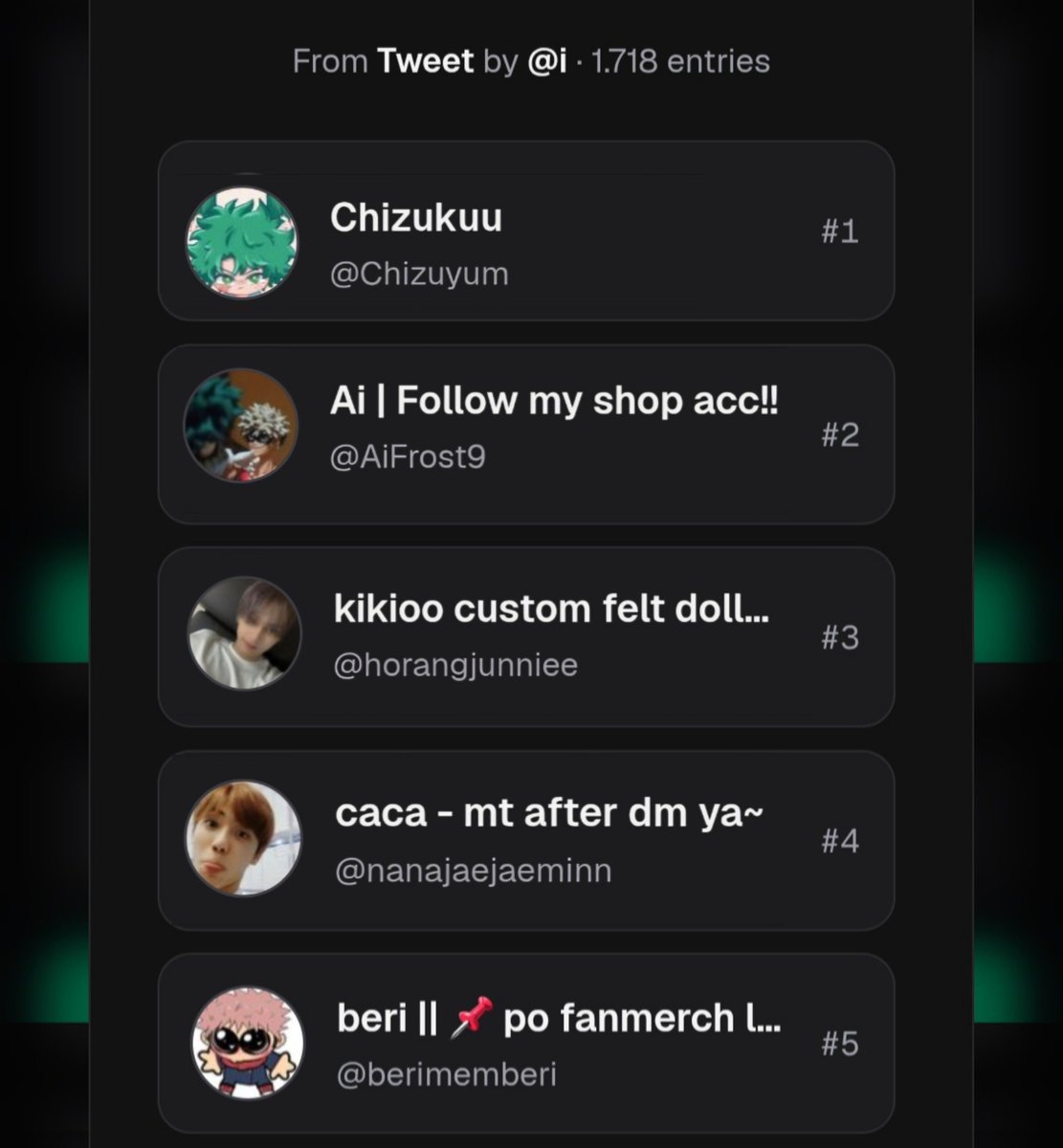 tsumaozu's tweet photo. Hai, aku mau umumin winners ga chimi ini yaa

@Chizuyum @AiFrost9 @horangjunniee @nanajaejaeminn @berimemberi @shotobanjar @risollemayos @sgwkshin @creationduty @Kayoridare 

Congrats yaa🎉🎉
Boleh dm aku dalam waktu 1x24 jam👌
Lebih dari itu aku roll ulang🙏 https://t.co/IbtmsYLjpa