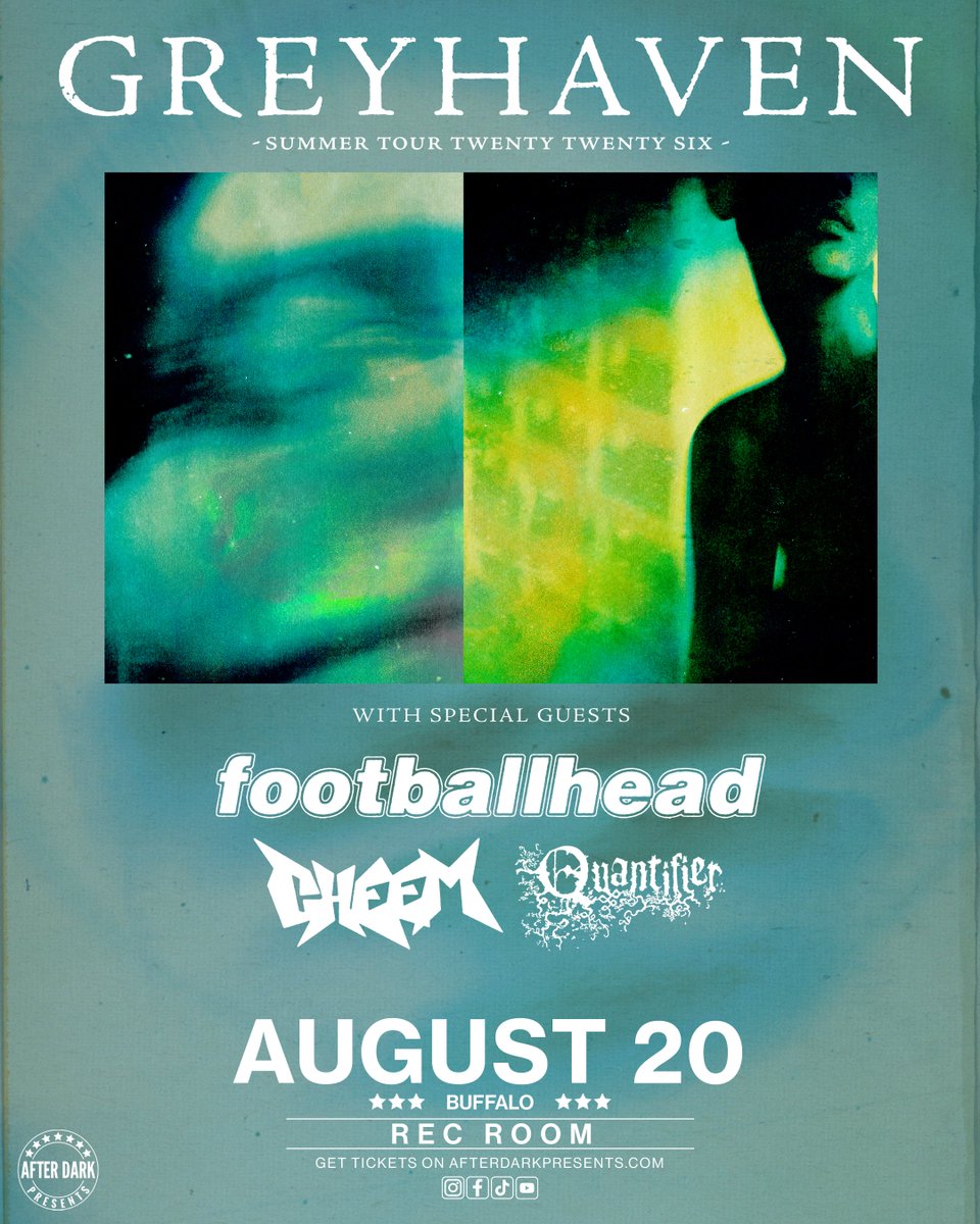 AfterDarkEvents's tweet photo. TONIGHT - Greyhaven with special guests Footballhead, Cheem, Quantifier at Rec Room. Doors open at 6pm - tickets available at the show.

Tickets &amp; Info: https://t.co/C5SCahpdP0 https://t.co/cXrnJAgvte