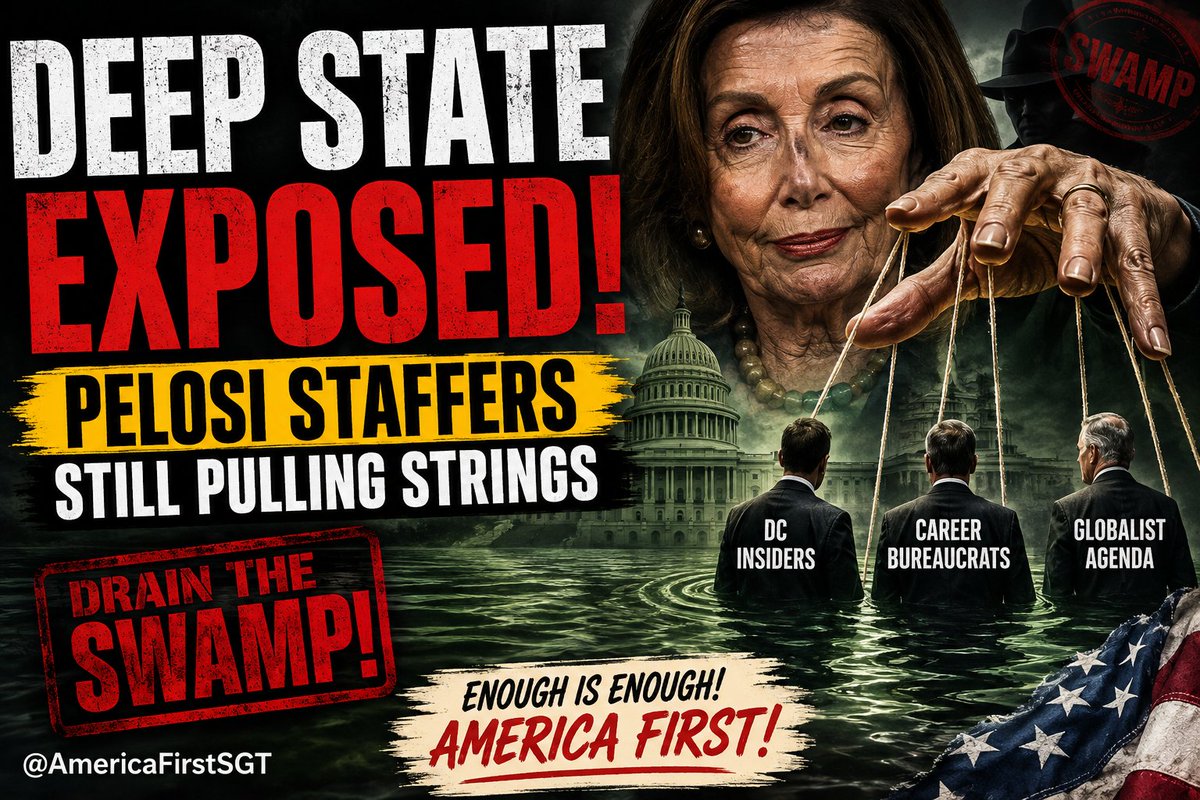 AmericaFirstSGT's tweet photo. 🇺🇸  🚨 BREAKING: 🚨 🇺🇸 

  PELOSI'S SHADOW NETWORK EXPOSED - They're STILL Running DC From Behind The Scenes!

  The inner workings of the Deep State machine are coming to light once again! Reports are highlighting how former Nancy Pelosi staffers and DC insiders continue to pull strings behind the scenes, ensuring the establishment status quo remains entrenched in Washington.

  ​While everyday Americans are out here working hard and putting America First, the radical left's network of career bureaucrats and political operatives are working overtime to protect their own power structures and advance their globalist agenda. We need strong, unapologetic patriot leadership to drain the swamp for good! 🇺🇸👊

​Source:
https://t.co/JwRXB76K2s  
Like, share, and tell us what you think.
​Follow @AmericaFirstSGT on all socials!
  
  ​What do you think, Patriots? Are you tired of DC insiders and swamp operatives calling the shots in our country? How do we best dismantle the establishment network once and for all? 
  
👇🇺🇸Drop your thoughts below! 👇
​#AmericaFirst #MAGA #DrainTheSwamp #Trump2026 #PatriotNation #USA