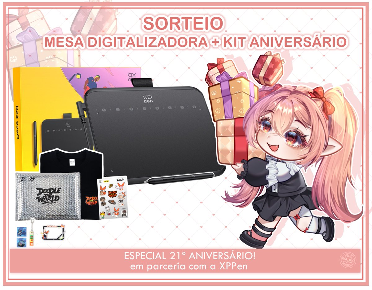 Migi_sann's tweet photo. SORTEIO | DECO 640 + KIT DE ANIVERSÁRIO 🎉

Em comemoração ao 21º aniversário da XPPen, fico muiito feliz em anúnciar mais uma parceria com a marca! ✨

Para participar:
♡ Siga a @/XPPEN_BR
♡ Me seguir
♡ Curta e dê RE neste post
♡ Comente para participar!

Resultado: 15/09 https://t.co/o0AurUsSZU