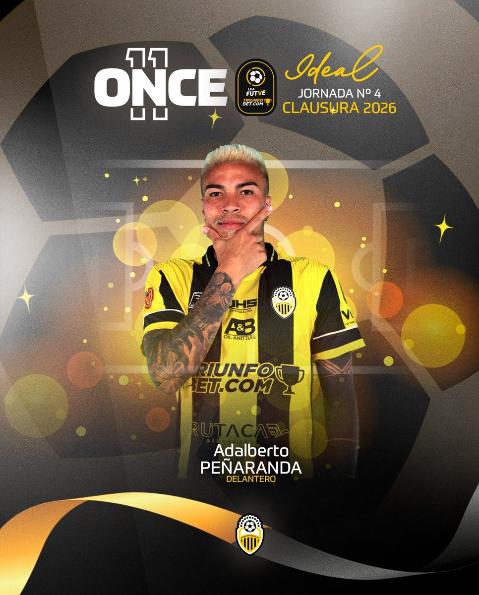 DvoTachira's tweet photo. ⚡ Ingresó en el segundo tiempo, refrescó el ataque Aurinegro, inició la acción de su gol en un trabajo colectivo que le dio a Táchira los 3 puntos para seguir en la cúspide, por ello, Adalberto Peñaranda forma parte del Once Ideal en la Jornada 4 del Torneo Clausura 🔥 #LigaFUTVETriunfoBet 🏆

#VamosTáchira 💛🖤