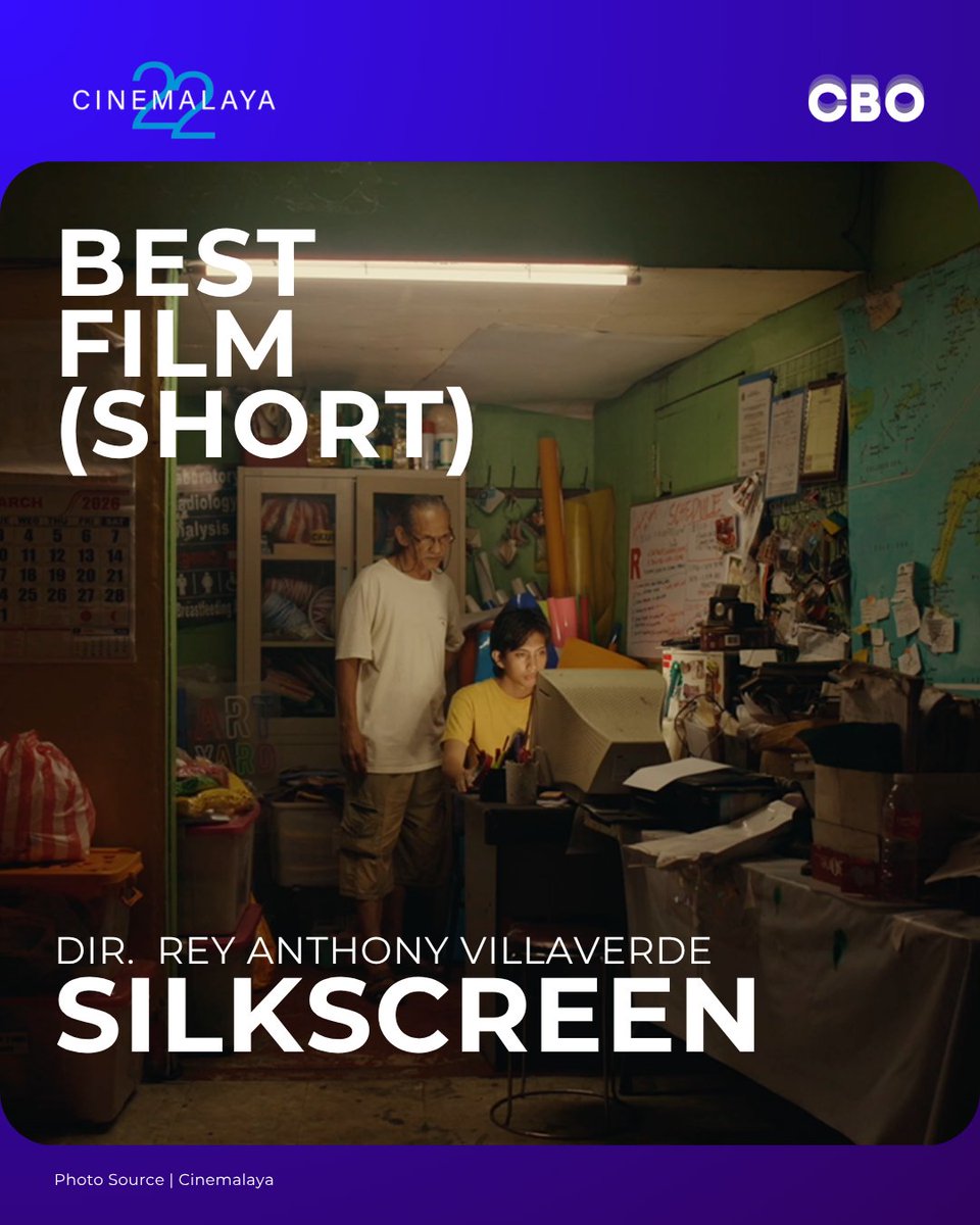 cbo_channel's tweet photo. 'Silkscreen' by dir. Rey Anthony Villaverde wins Best Film (Short) at #Cinemalaya2026 https://t.co/OYQ30Cgq70