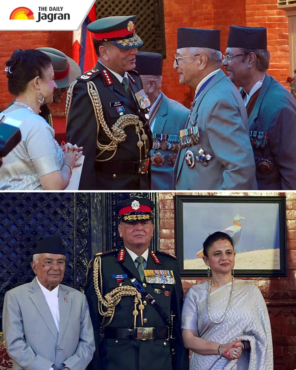 TheDailyJagran's tweet photo. A mark of India-Nepal military ties 🇮🇳🇳🇵

Indian Army Chief General Dhiraj Seth has been conferred the honorary rank of General of the Nepali Army. The honour reflects the longstanding military relationship and close bonds between the two neighbouring nations, highlighting their tradition of mutual respect and cooperation. 🤝

#GeneralDhirajSeth #IndianArmy #NepaliArmy #IndiaNepal #Defence #Proud