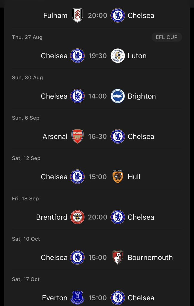 oyimzy's tweet photo. Chelsea fixtures for the start of the season keeps looking easier and easier every day. https://t.co/SSUClwZ6GF