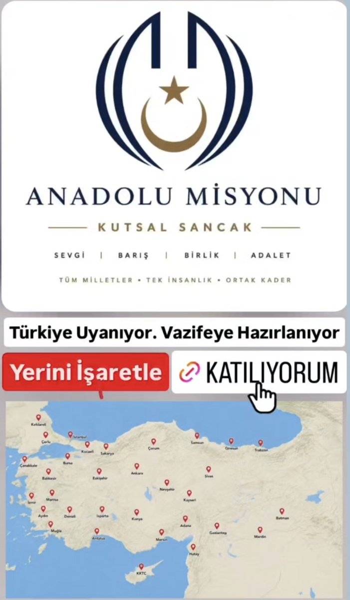 SpirituellerDer's tweet photo. ••• ANADOLU MİSYONU •••
        KUTSAL SANCAK

ANADOLU MİSYONU
"Anadolu Misyonu, sevgi ve barışın tüm dünyaya hakim olmasını amaçlayan evrensel birlik misyonudur."

#hülyakavuzlu #anadolumisyonu #çağrı

Kayıtlanmak için:
https://t.co/gHkdoNT7ZS https://t.co/ydJPG03ZWu