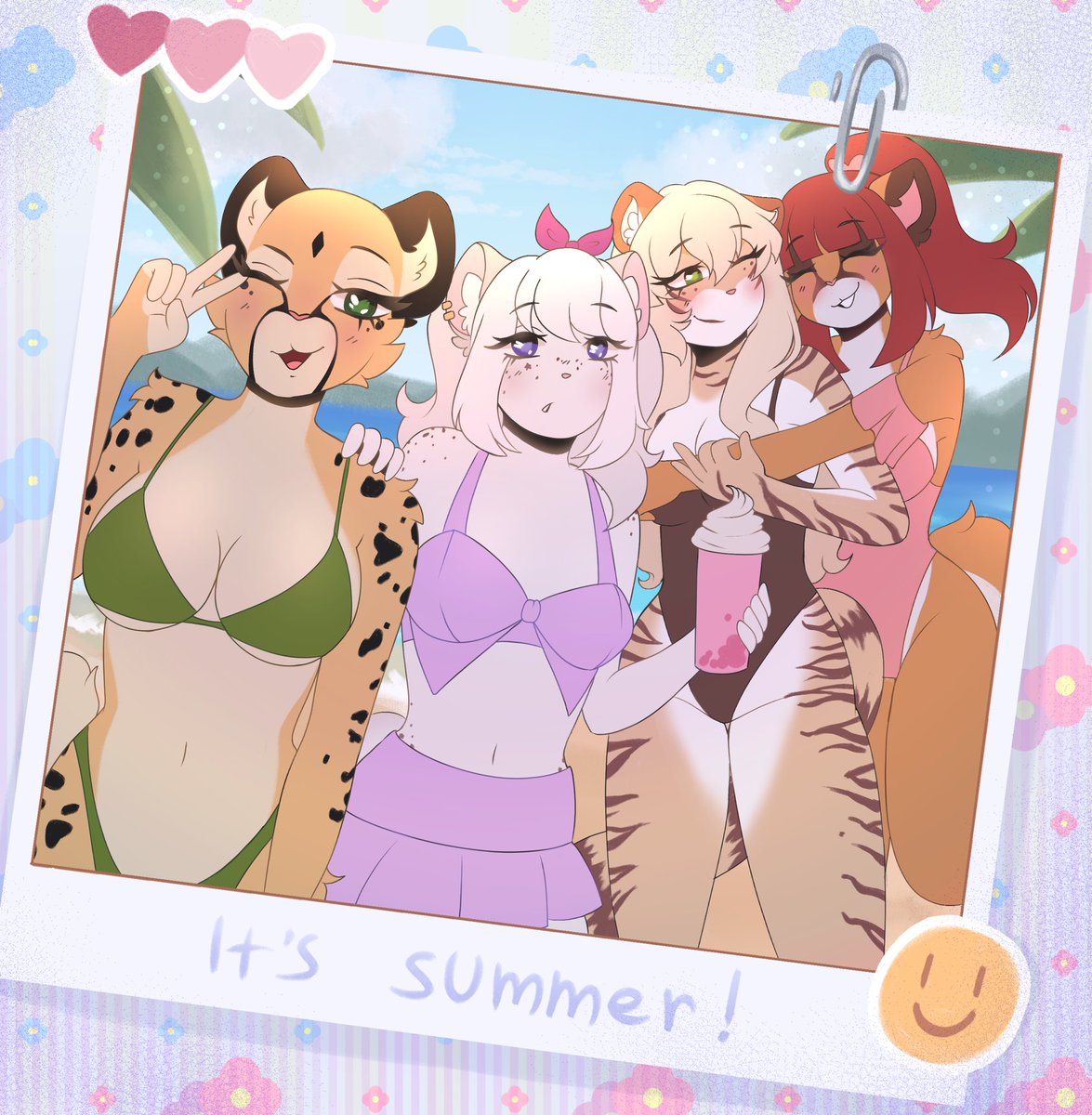 mintynqqq's tweet photo. cat squad chilling on beach ٩( 'ω' )و
/completed ych commission/

#furry #art #furryart #summer #furryarwork https://t.co/ah2soEDnj7
