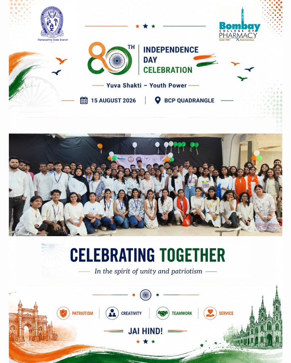 BCP_Autonomous's tweet photo. BCP celebrated the 80th Independence Day of India on 15 August 2026 at the BCP Quadrangle.

The event reflected patriotism, creativity, teamwork and youth participation.

Jai Hind! 🇮🇳 https://t.co/qLrh6r25TQ