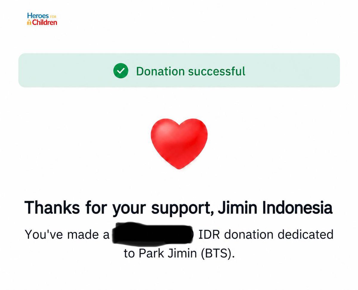 PJM_INA's tweet photo. Inspired by Jimin’s kindness, Jimin Indonesia (@PJM_INA) wanted to share a little kindness with Heroes for Children in Park Jimin’s name. We hope this small gesture can bring a little more happiness and many more smiles to the children. 🫶

Terinspirasi dari kebaikan Jimin,
Sedikit berbagi dari PJM INA untuk Heroes for Children, atas nama Park Jimin. Semoga gestur kecil ini bisa membawa sedikit lebih banyak kebahagiaan dan lebih banyak senyuman untuk anak-anak. 🫶 @heroes4children