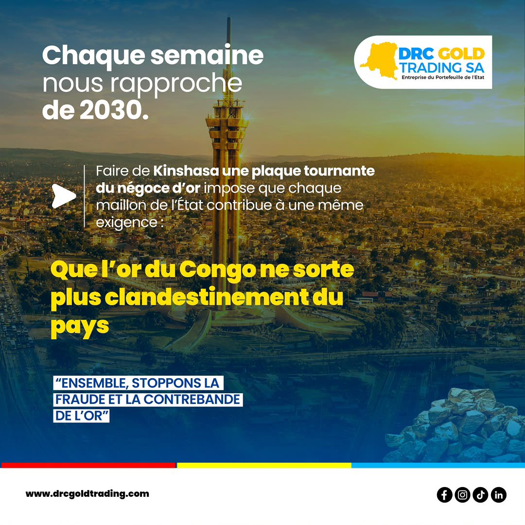 DrcGoldTrading's tweet photo. #RDC Notre or a plus de valeur lorsqu’il construit notre pays.
Le préserver des circuits clandestins, c’est protéger nos recettes, notre économie et notre avenir.
L’or du Congo doit servir le Congo.
#drcgold #rdc #tracabilite #conflictfreegold https://t.co/BJWWSK8LfF