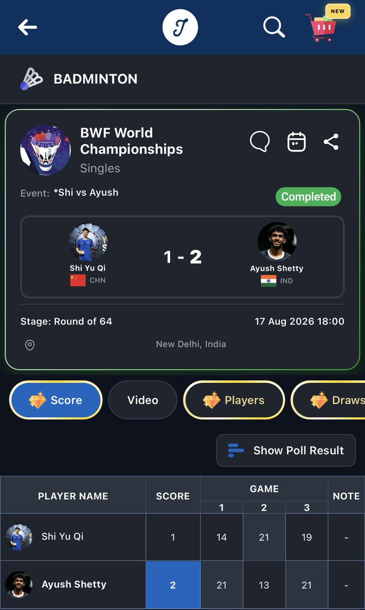 IndiaSportsHub's tweet photo. AYUSH STUNS WR1 https://t.co/CN4BZPmnLd