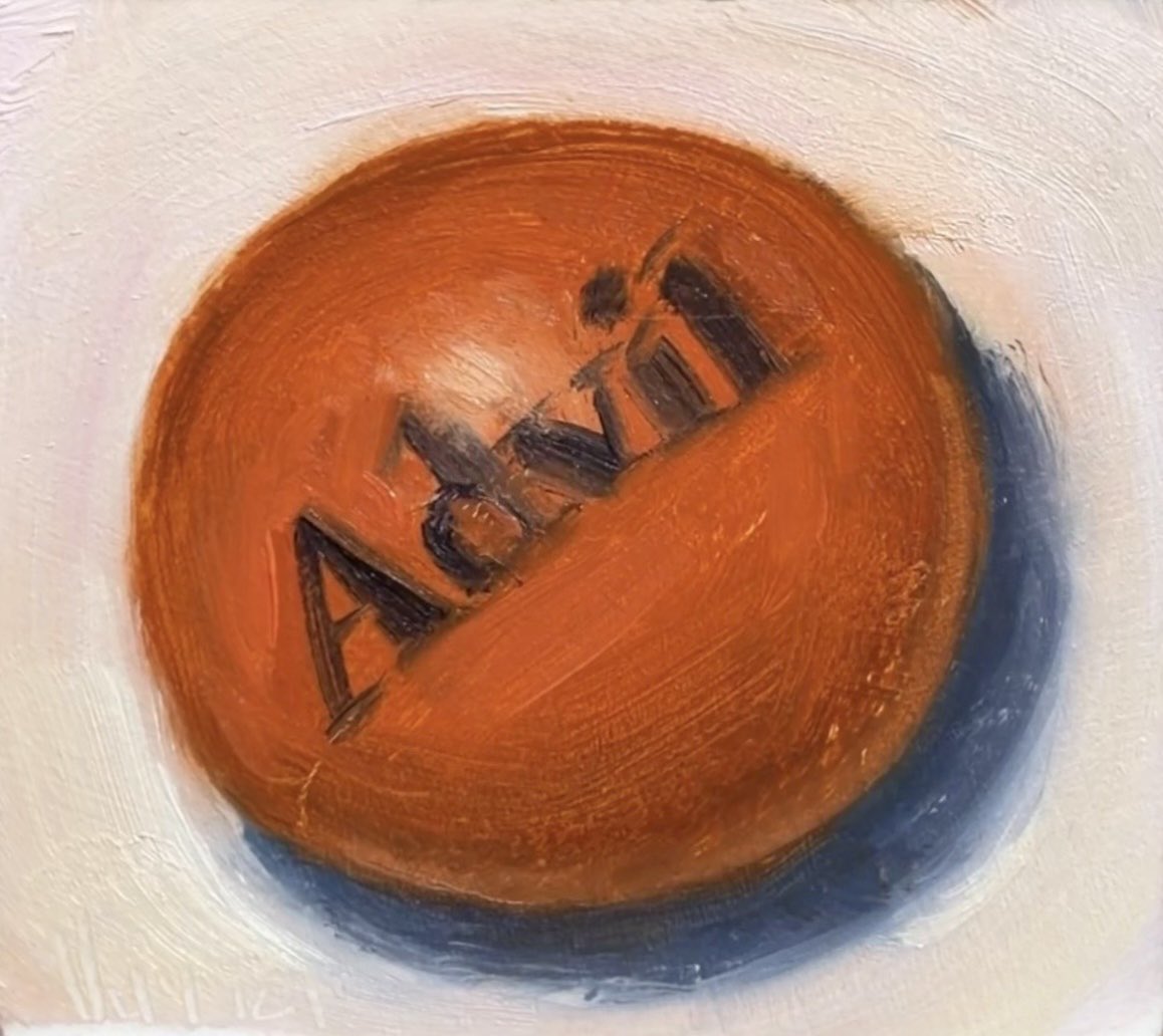 NoahVerrier's tweet photo. My oil painting of  Advil https://t.co/uR9OS7B2y6