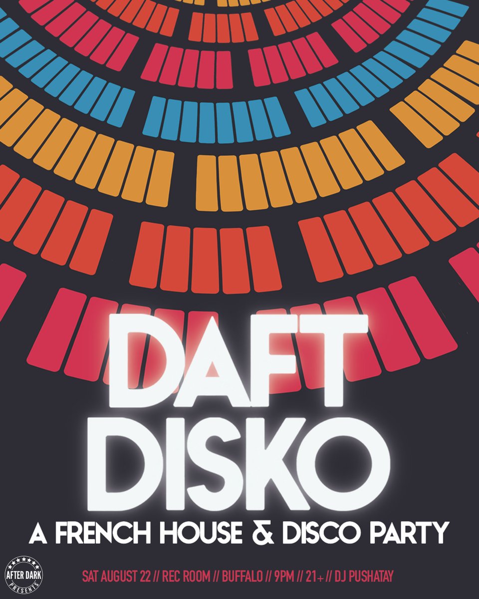 AfterDarkEvents's tweet photo. TONIGHT - Daft Disko [french house &amp; disco party] at Rec Room. Doors open at 9pm - tickets available at the show. 21+

Tickets &amp; Info: https://t.co/TQOOYfxr1X https://t.co/HmOtpskxRV