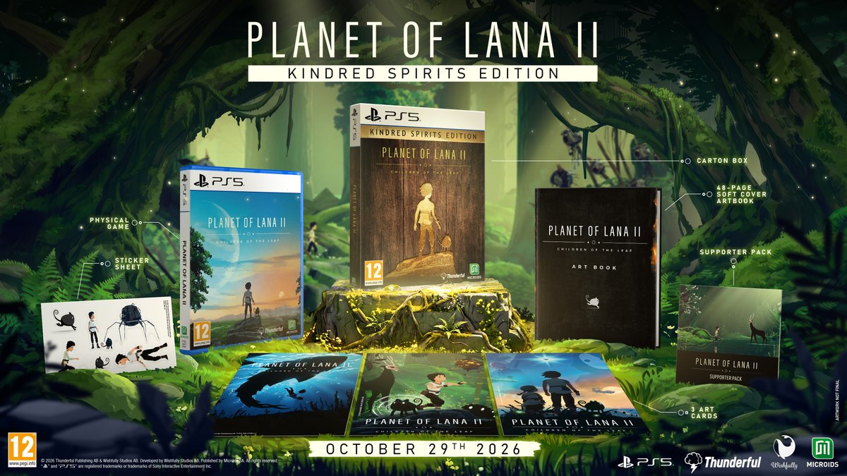 Microids_off's tweet photo. We're partnering with @atari to bring the physical edition of Planet of Lana II: Children of the Leaf to life! 🌿

The Kindred Spirits Edition will feature:
🎮 Physical Game
💫 Supporter Pack
🎨 Artbook
🖼️ 3 Art Cards
💌 Sticker pack

Coming to PS5 on October 29 ✨ https://t.co/sdOHI3aWA8