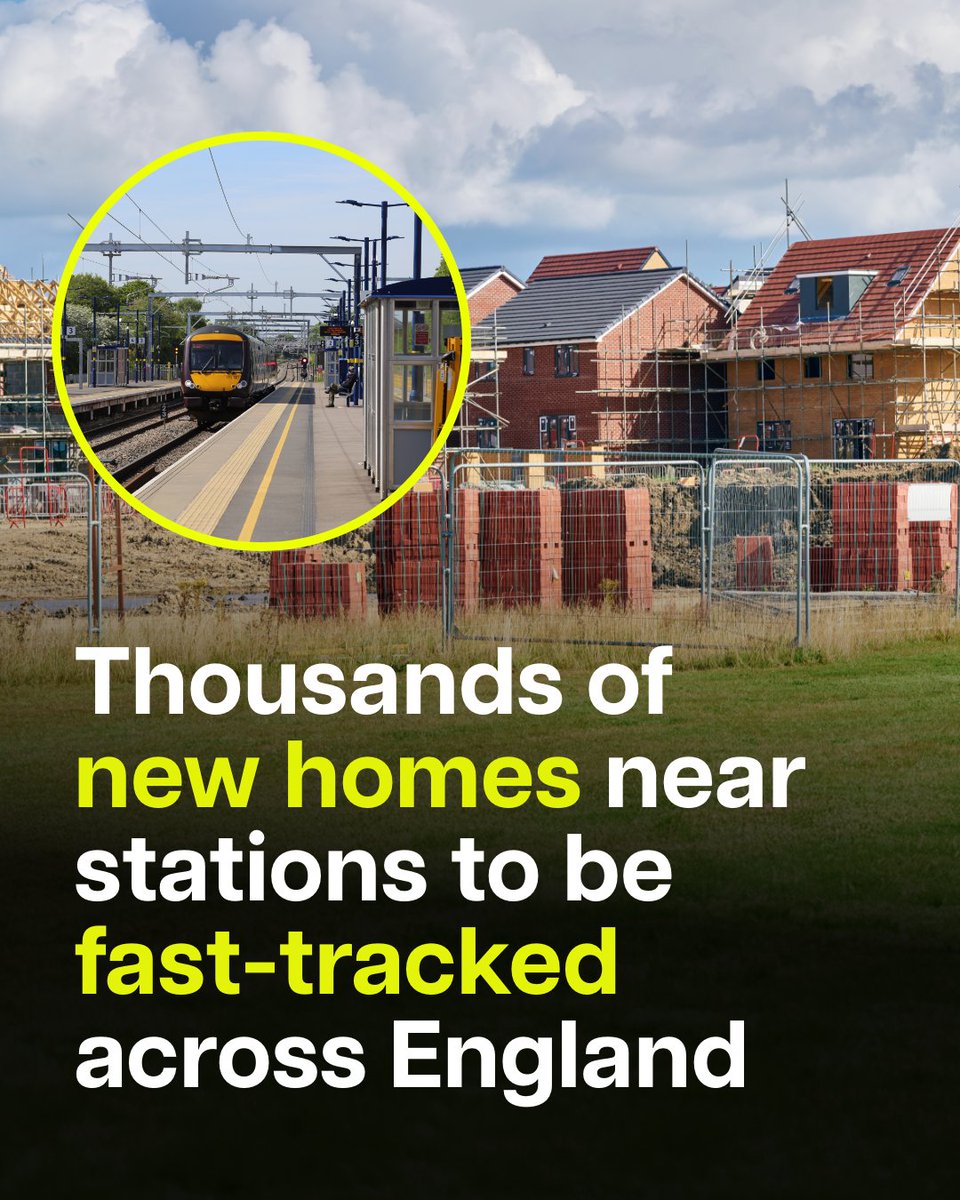 transportgovuk's tweet photo. Thousands of quality new homes are set to be built near train, tram and underground stations, helping families stay connected to work, school and public transport.

New planning rules will speed up house building around transport hubs and make better use of underused land, creating jobs, connecting communities, and boosting growth.