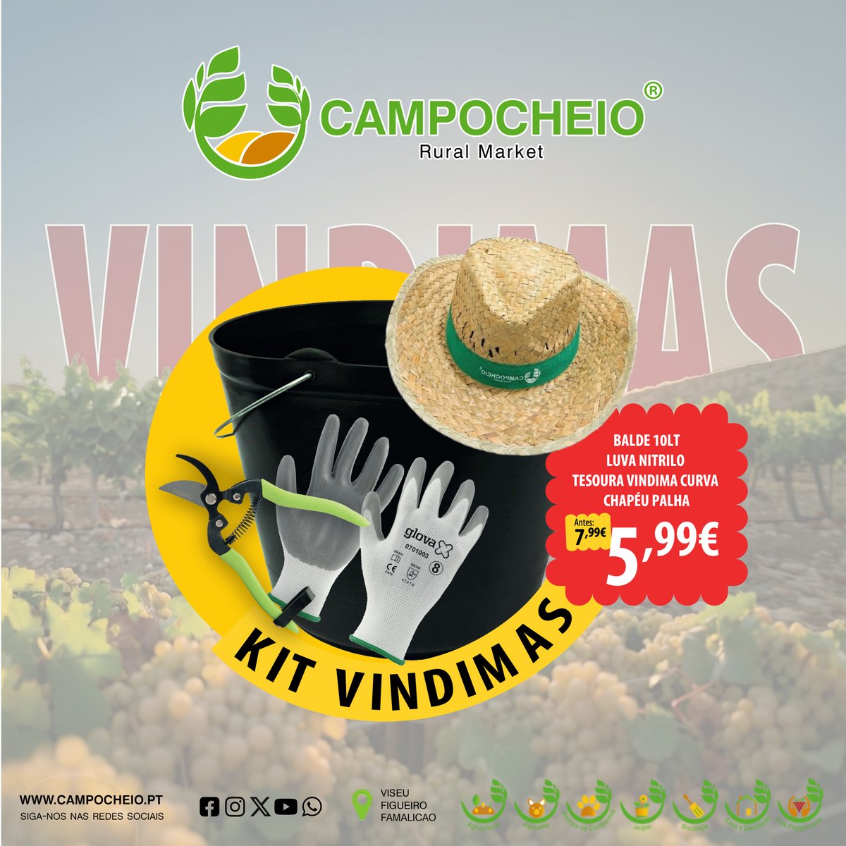 campocheio's tweet photo. 𝐄𝐒𝐓𝐀 𝐍𝐀 𝐇𝐎𝐑𝐀 𝐃𝐄 𝐕𝐈𝐍𝐃𝐈𝐌𝐀𝐑!
Tudo para sua Vindima é no CAMPOCHEIO!
Folheto Completo: https://t.co/Nt95kocWcY
Compre Online: https://t.co/31HoXbafqK https://t.co/EW5MlmZM0z