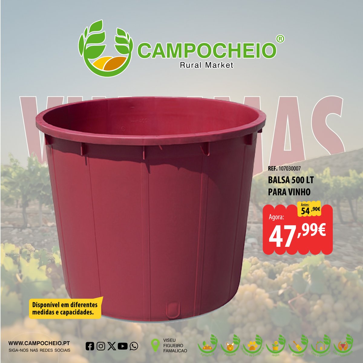 campocheio's tweet photo. 𝐄𝐒𝐓𝐀 𝐍𝐀 𝐇𝐎𝐑𝐀 𝐃𝐄 𝐕𝐈𝐍𝐃𝐈𝐌𝐀𝐑!
Tudo para sua Vindima é no CAMPOCHEIO!
Folheto Completo: https://t.co/Nt95kocWcY
Compre Online: https://t.co/31HoXbafqK https://t.co/EW5MlmZM0z
