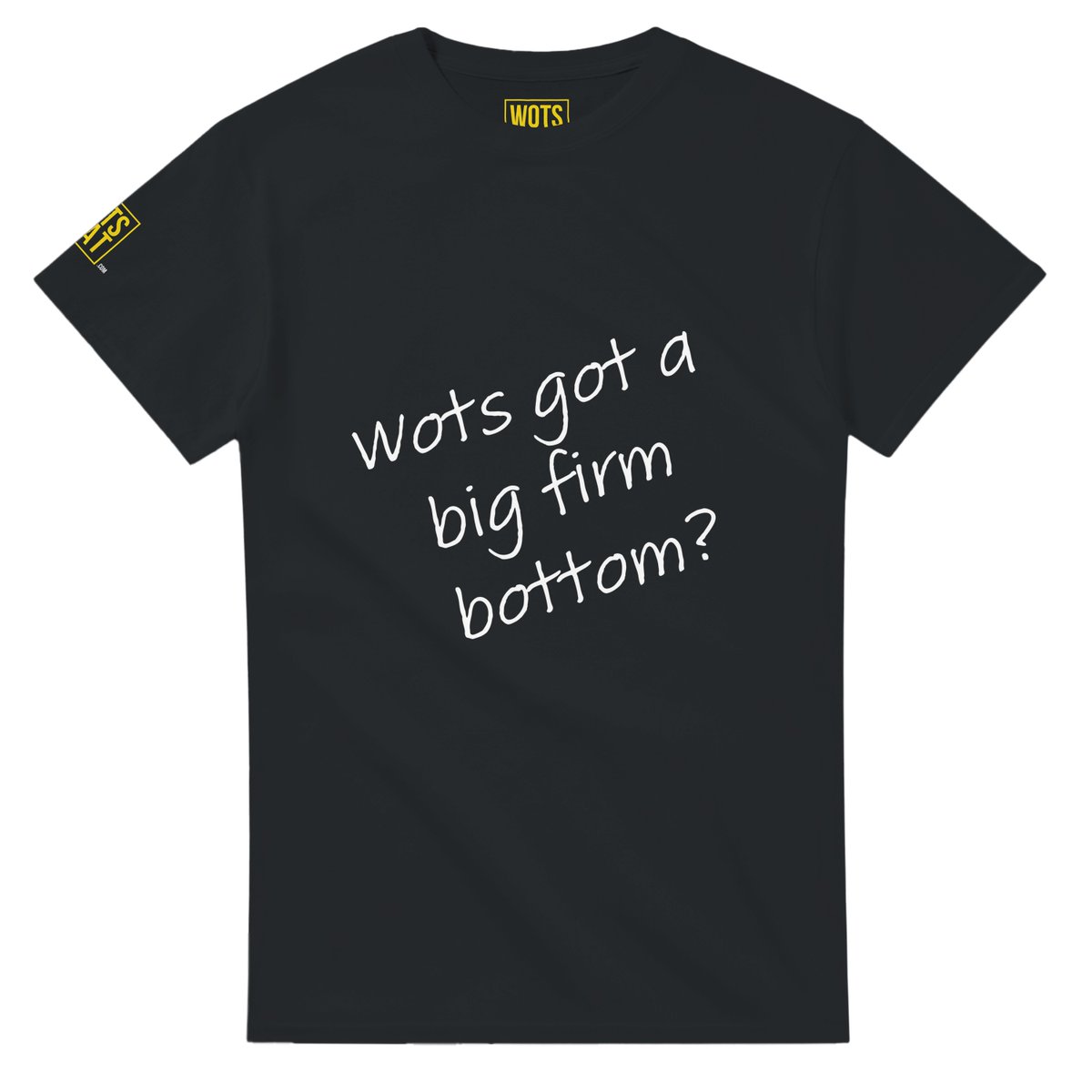 Wots_That's tweet photo. "Wots got a big firm bottom?"

No! A butternut squash. 🎃

The t-shirt that always gets a double-take. £34.99, black or white, S–3XL.

https://t.co/opx7Gnk3By https://t.co/y2mcWneVaK