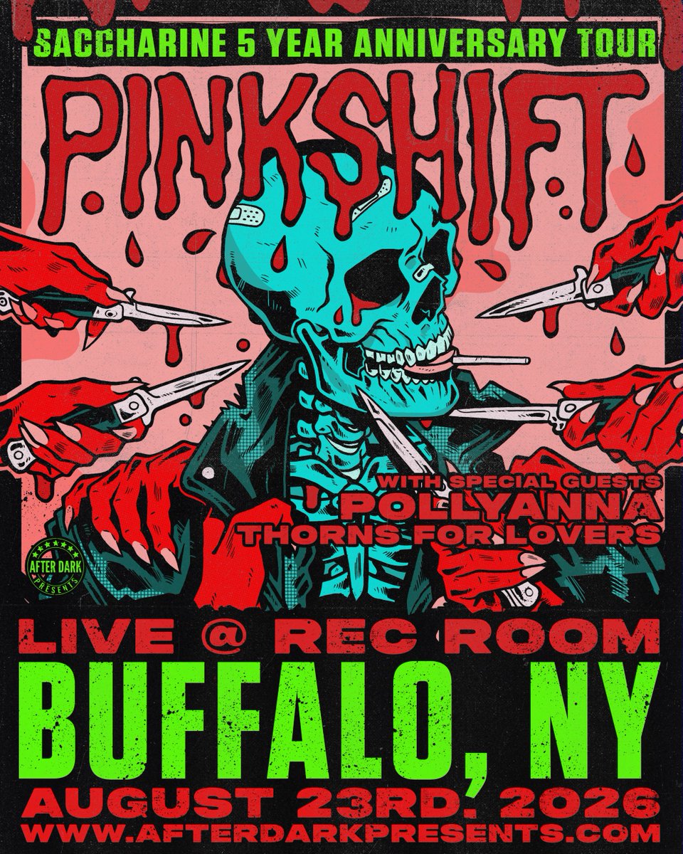 AfterDarkEvents's tweet photo. TONIGHT - Pinkshift with special guests Pollyanna &amp; Thorns For Lovers at Rec Room. Doors open at 6pm - tickets available at the show.

Tickets &amp; Info: https://t.co/gBrS8y6QbI https://t.co/13T2f8J9Zg