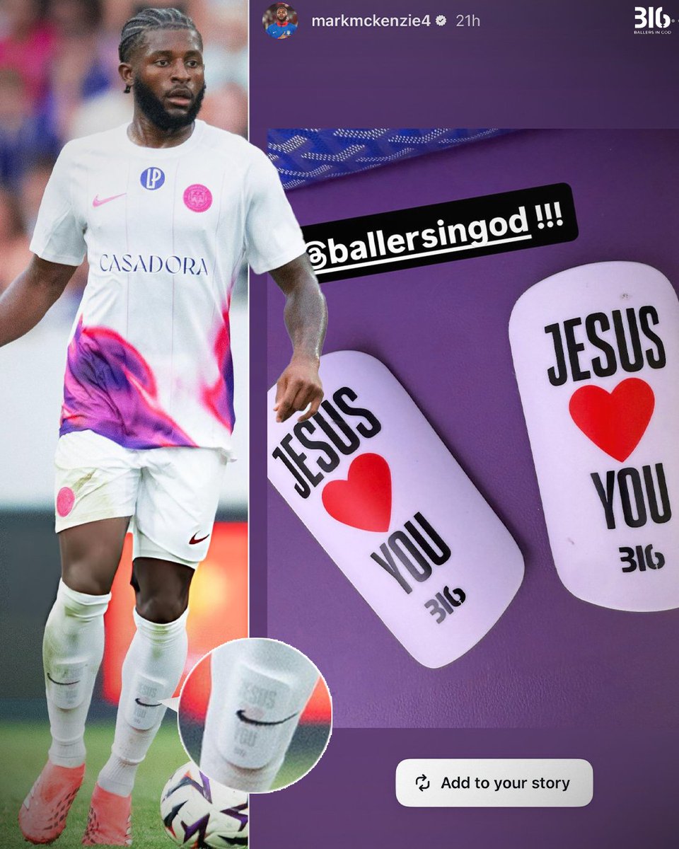 BallersinGod's tweet photo. USA international Mark McKenzie was spotted wearing 'Jesus Loves You" shinpads during his latest match before sharing them on his Instagram story.

Available at https://t.co/RPyDcbCeEV https://t.co/A82MqqDX4h