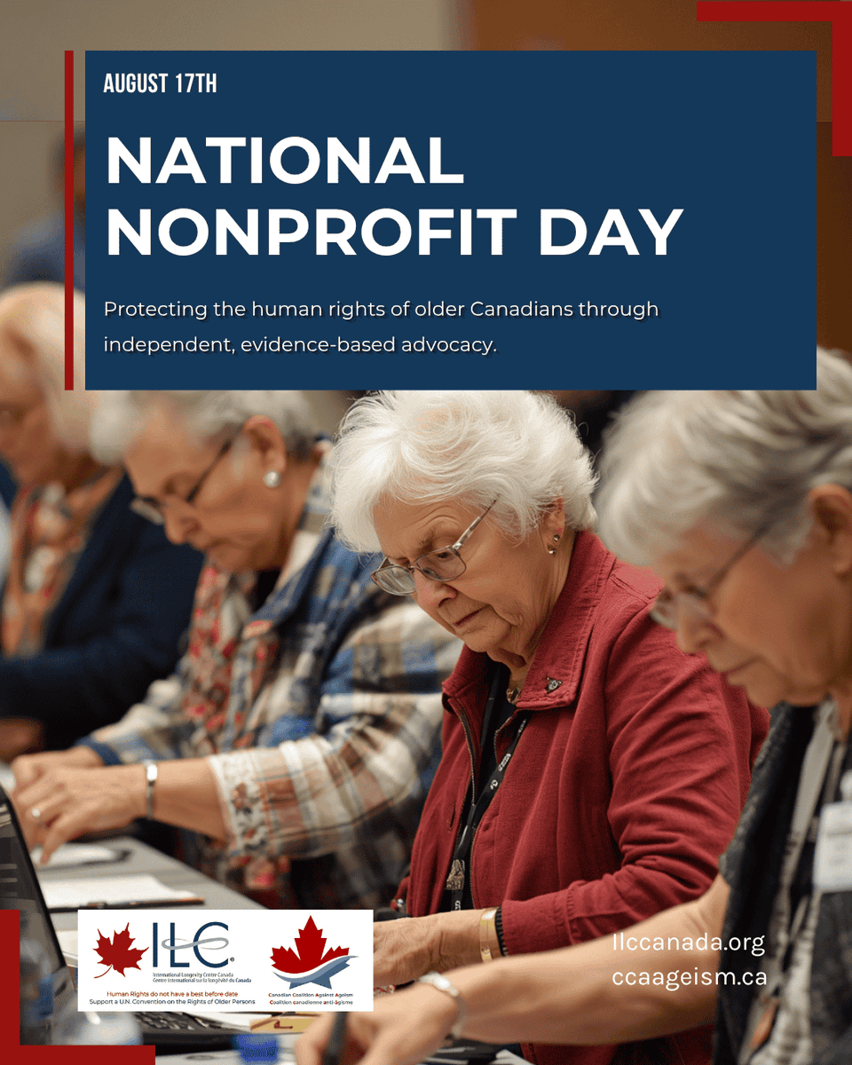 ILCCanada's tweet photo. This National Non-profit Day, we celebrate the power of mission-driven change. 🤝 As an independent charity, ILC-Canada works strictly to protect the human rights of older adults. Our sole focus is building a society where everyone can age with dignity. #NationalNonprofitDay #NND https://t.co/ypPqKMDtWG