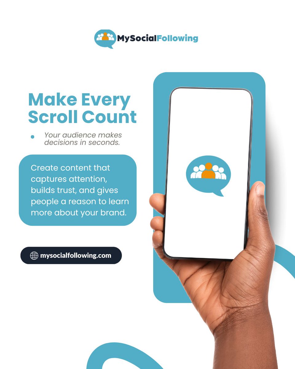 MySocialFollow's tweet photo. Every scroll is a chance to make an impression.

Clear messaging, consistent branding, and valuable content turn attention into interest. 

✨ Make every scroll count.
🔗 https://t.co/XTaBpQ0fdx

#SocialMediaMarketing #MySocialFollowing https://t.co/GWSN9gAiJR