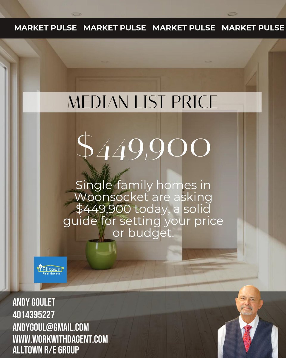 D_AGENT1's tweet photo. Woonsocket market check: 39 homes active, median $449K. 30 days on market and 20% price cuts. Ready for your next chapter? https://t.co/70XPmbUIkI