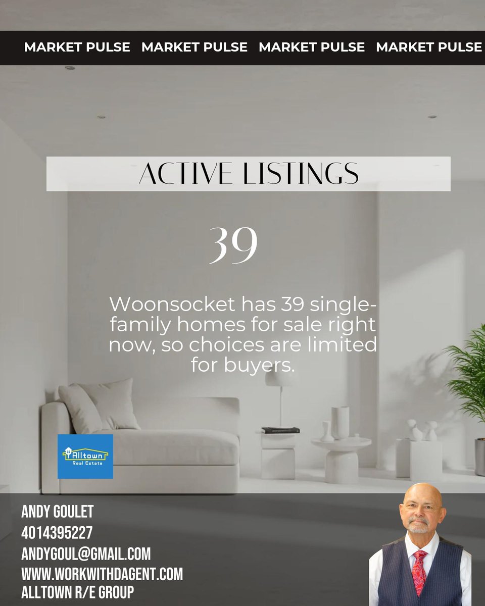D_AGENT1's tweet photo. Woonsocket market check: 39 homes active, median $449K. 30 days on market and 20% price cuts. Ready for your next chapter? https://t.co/70XPmbUIkI