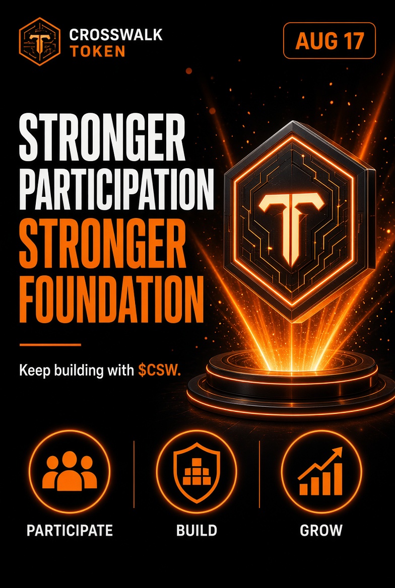 CrosswalkHub's tweet photo. The stronger the participation, the stronger the foundation.
Keep building with $CSW.
#Solana #CryptoCommunity https://t.co/s1hoNY8vod