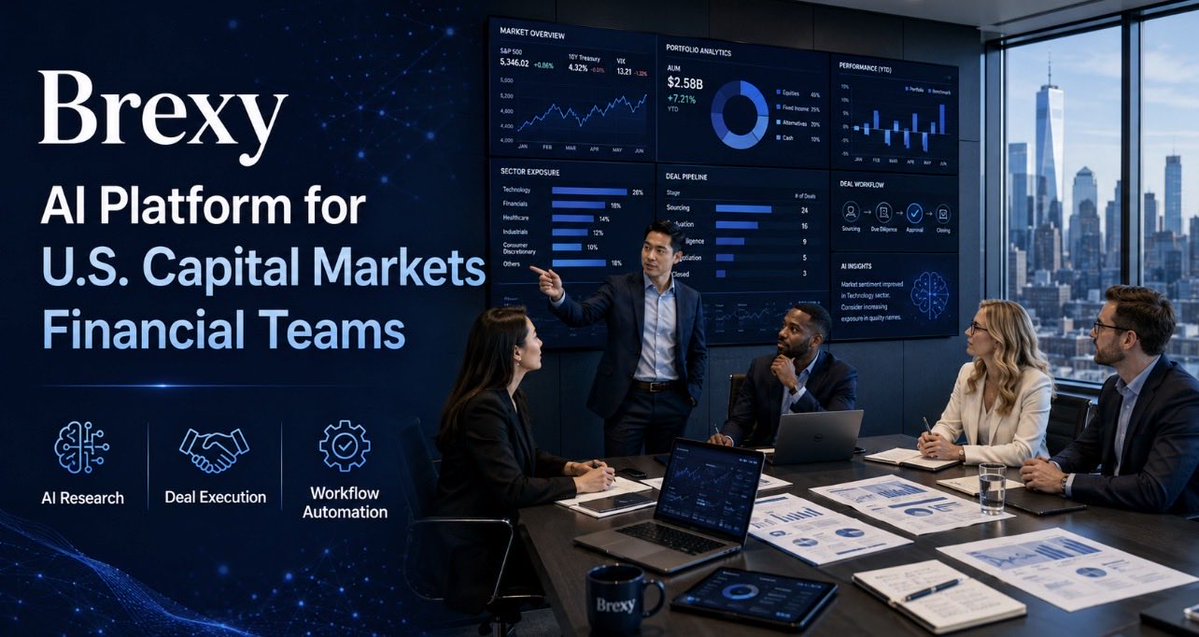 auditfirst's tweet photo. 🚀 AI is reshaping U.S. capital markets.
Brexy helps investment banks, asset managers, advisors &amp; deal teams accelerate research, streamline deal execution, and automate workflows. 📊🤖
👉 Request a Demo: https://t.co/Rd0Ii1vk9V
#Brexy #AI #CapitalMarkets #FinTech https://t.co/RVr9ce1AiM