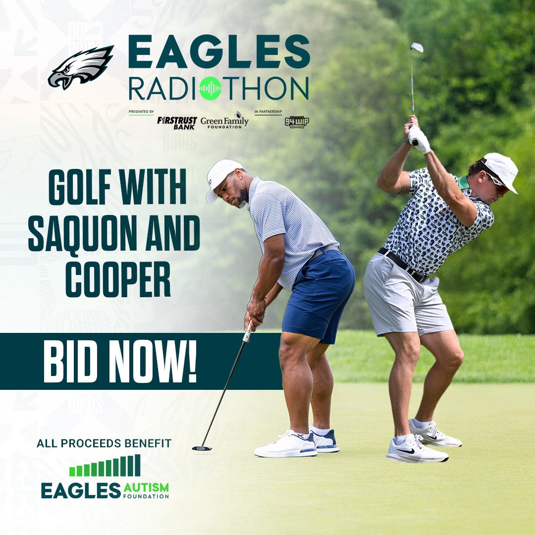 eaglesautism's tweet photo. 2026 Eagles Radiothon is now LIVE! Bid on once-in-a-lifetime experiences with all proceeds benefiting the Eagles Autism Foundation.🎉

Place your bids today at https://t.co/h2pdmab8xl. https://t.co/kuqSQXAjdg