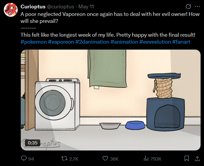 curioptus's tweet photo. Going back through my posts and found out I'm spreading misinformation, whoops.
My sense of time is so messed up rn that I thought I posted the other animation last year. https://t.co/a6fBe1WEcZ