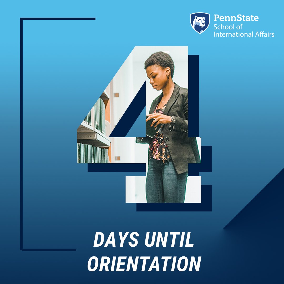 PennStateSIA's tweet photo. 4 days until #PennStateSIA Fall Orientation!
 
We can't wait to meet you and kick off an amazing semester. See you in just a few days! #WeAre #PennState https://t.co/xeXXXhGTSt