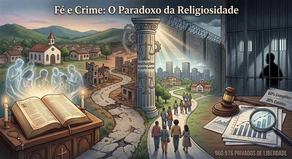 ninomarcati's tweet photo. Países menos religiosos têm MENOS crimes? E por que os presídios brasileiros estão cheios de fiéis?
A relação entre fé, criminalidade e dados estatísticos não é o que o senso comum te conta. A chave para a segurança é outra.
🧶 https://t.co/x0D8us0WJ2 https://t.co/9jkf1QymgP
