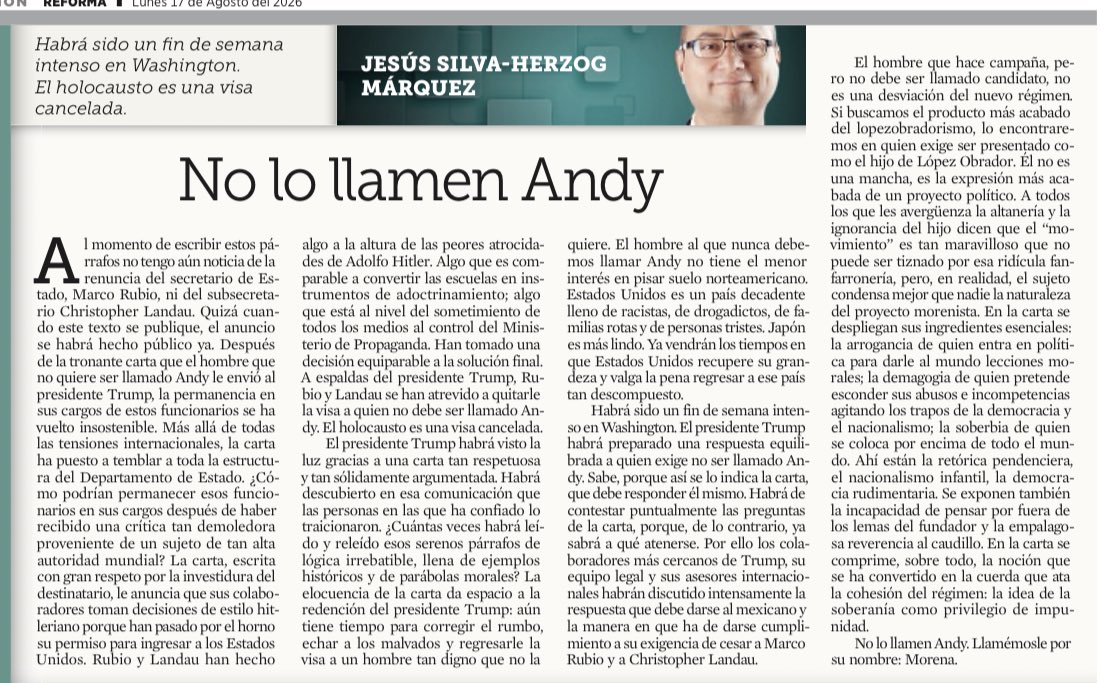Clionautica's tweet photo. Lean a Jesús Silva-Herzog Márquez: https://t.co/TDQBLtC0Ol