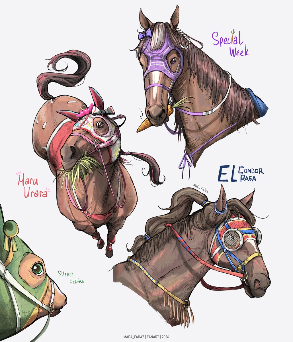 mada_fadaz's tweet photo. I draw a lot of heavy renders, but it seemed like my silly umas gained the attention the most XD https://t.co/W78usv6B00