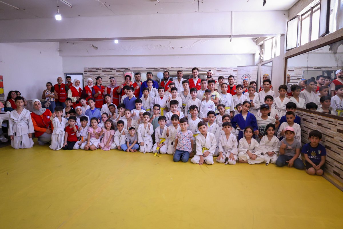 SYRedCrescent's tweet photo. A simple habit can save lives. Children at Qasioun Sports Club in Barzeh #Damascus learned proper handwashing and healthy nutrition through an interactive activity coordinated with the Directorate of Youth and Sports and supported by Italian Red Cross @crocerossa https://t.co/E8jpVDfaiy