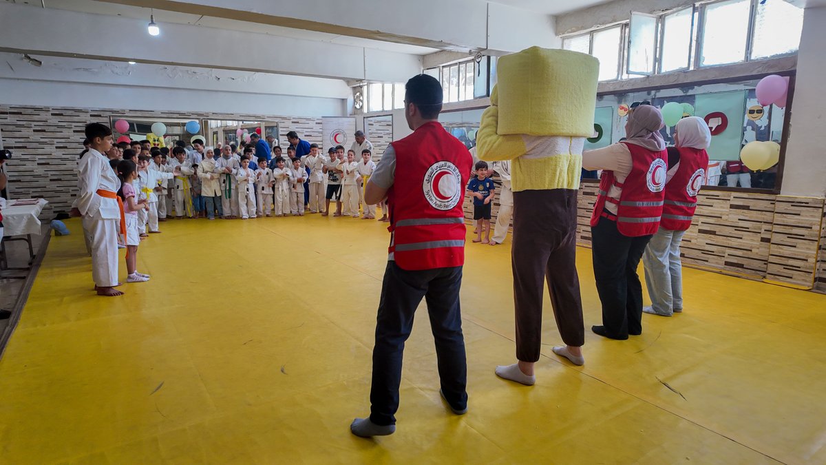 SYRedCrescent's tweet photo. A simple habit can save lives. Children at Qasioun Sports Club in Barzeh #Damascus learned proper handwashing and healthy nutrition through an interactive activity coordinated with the Directorate of Youth and Sports and supported by Italian Red Cross @crocerossa https://t.co/E8jpVDfaiy